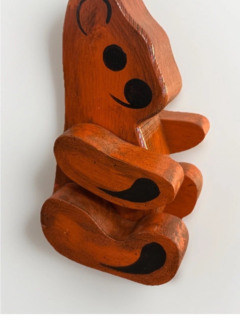 Vintage Handmade Wooden Children’s Toy Collectible-Bear Red and Black